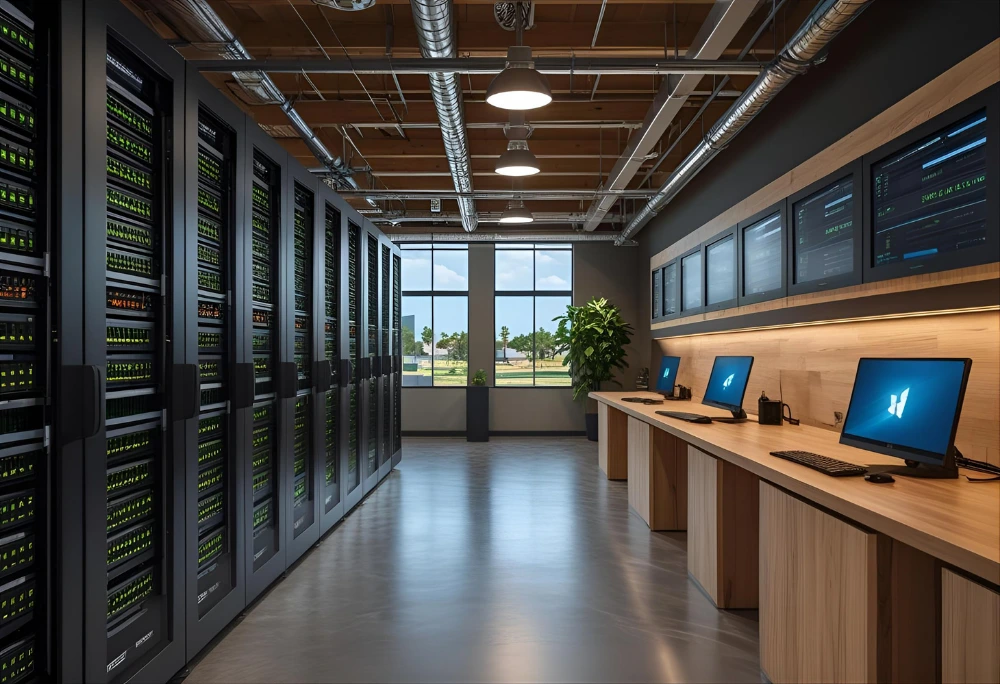 An image of the inside of a hosting facility.