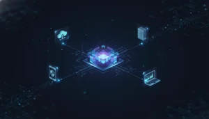 A professional illustration of IT system integration services.