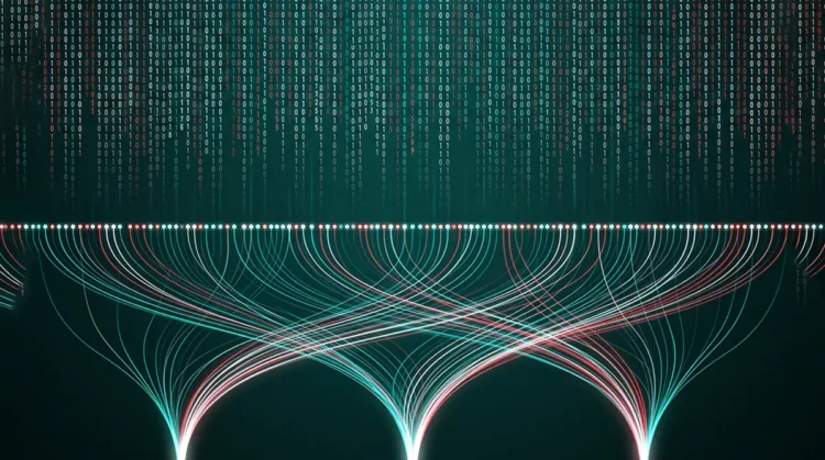 professional illustration of big data being converted.
