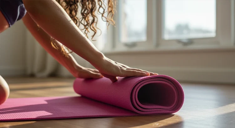 A woman preparing to do exercise.