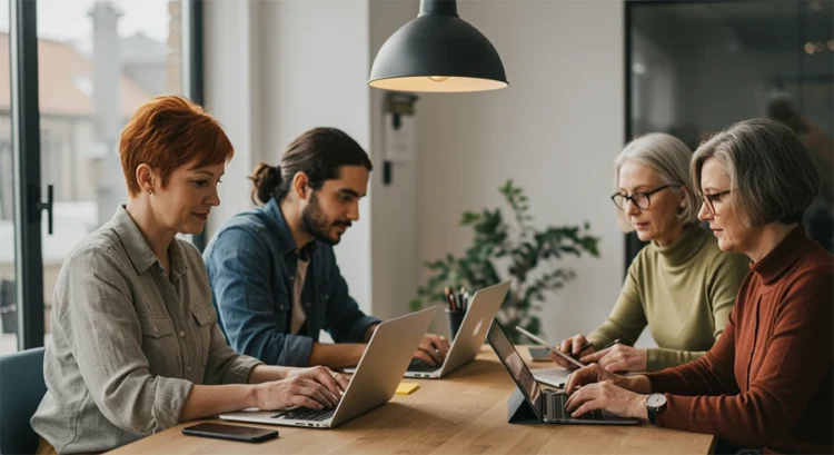 an image of appoly professionals helping a team.
