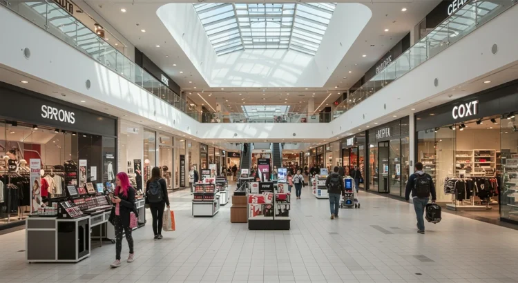 an image of the inside of a modern shopping centre.
