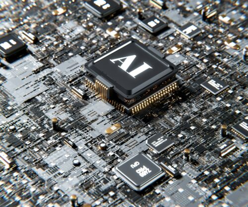 An image of an AI chip in a motherboard.
