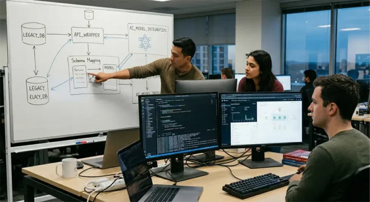 A man explaining how legacy system to AI native migration works.