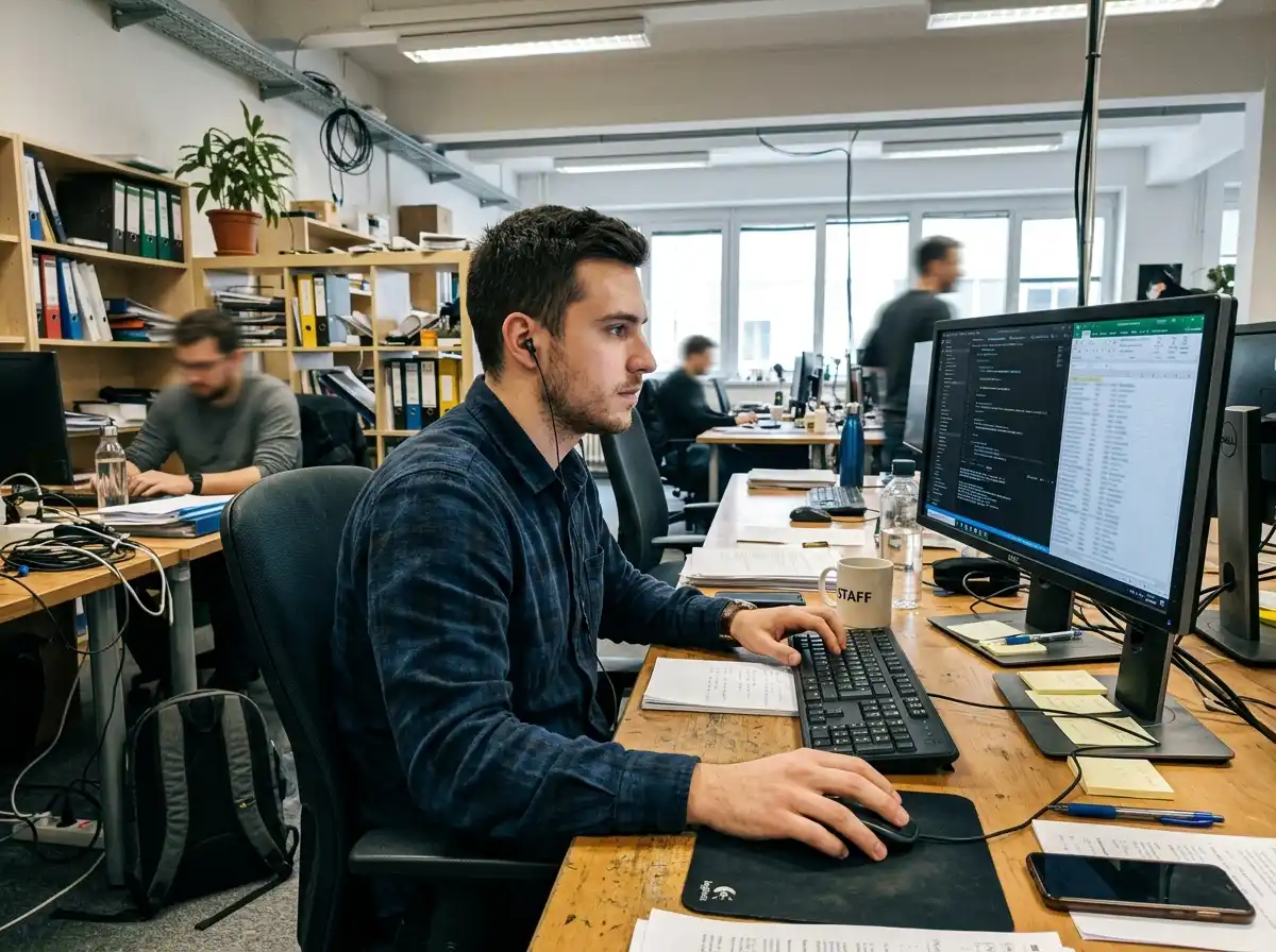 A office worker using a PC working.