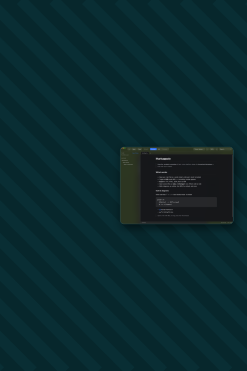 The Markappoly desktop app previewing a Markdown document