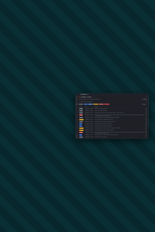 The Tailspin desktop app showing a production Laravel log